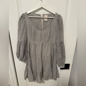 Cinq à Sept Gray Striped Mini Dress